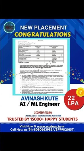 Offer Letter || AI/ML Engineer || Scodeen Global || Avinash Kute || #22LPA