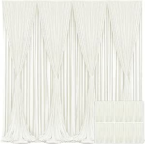 10 Panels Ivory Backdrop Curtain for Wedding Parties Wrinkle Free Ivory Photo Curtains Backdrop Drapes Fabric Decoration for Baby Shower Photography 5ft(W) x 10ft(H)"