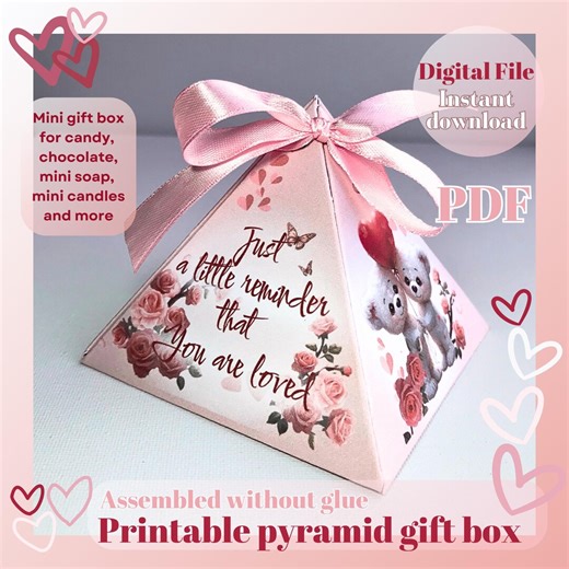 Valentine's Day Mini Pyramid Gift Box Template (PDF Download) - Etsy