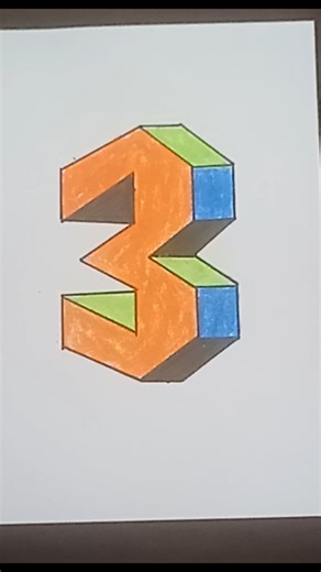 How to draw 3D Three on paper #drawing #diy #art