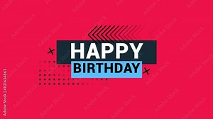 A modern and vibrant birthday greeting! Happy Birthday stands out in red on a red background, alongside trendy geometric shapes. Celebrate in style!