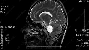 Real life man brain mri scan with tumor neoplasm medical reseach new quality health science 4k footage stock animation screen .