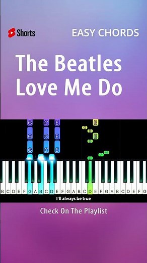 The Beatles - Love Me Do - EASY Piano CHORDS TUTORIAL by Piano Fun Play #youtubeshorts #shorts