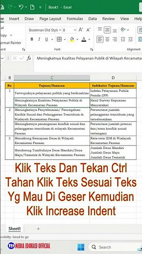 Cara Menggeser Teks Dalam Kolom Di Excel #shorts #shortsvideo #excel #mediaedukasiofficial