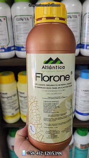 Fertilizante Florone® Bioestimulante de alta especificidad para regular el destino de fotoasimilados en el cultivo, según la etapa. Permite controlar el desarrollo vegetativo del cultivo, dependiendo del estado fenológico, desencadenando floración, homogeneidad de cuajado y mejora de llenado de los frutos, así como a final de ciclo puede ser usado en la traslocación de nutrientes hacia órganos de reserva. Su composición a base de proteínas hidrolizadas de origen vegetal, formulado junto con NPK 
