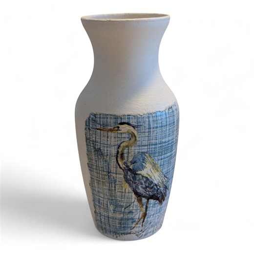 Hand-painted Blue Heron Vase, Coastal Provincial Style Home Decor - Etsy