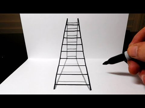 How to Draw a 3D Ladder in Perspective - Optical Illusion Trick Art