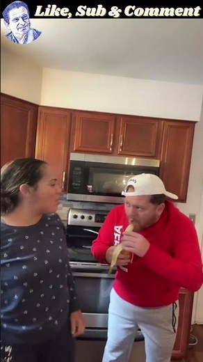 Wife Shoves Banana Down Husband's Throat! #shorts #prank