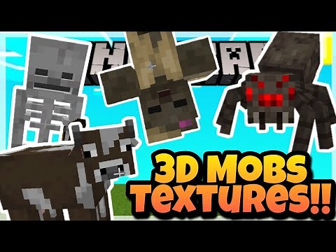Minecraft 3D MOBS RECOURCE PACK In Bedrock! (MCPE!) - Up To 13 Mobs (Spider, Skeleton, Creeper...)