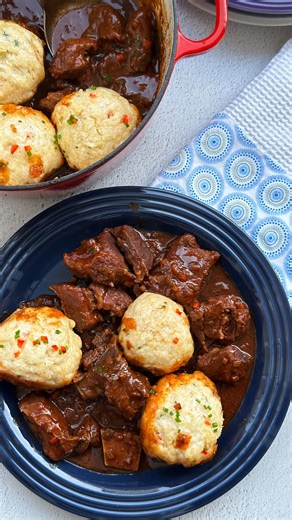 3.1K reactions · 185 shares | Let’s make Beef Stew with Dumplings for Sunday lunch. 2 cups cake flour 2 tsp baking powder 1 cup milk 1 Tbsp red pepper, chopped 1 tsp chives, chopped. #sunday #sundayfunday #lunch #chef #cheffuni | Cooking with Funi | Facebook
