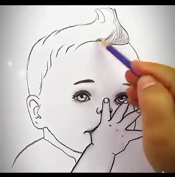 How To Draw A Baby ( Thumb Sucking Baby Portrait) Drawing sketch