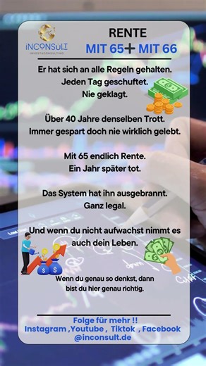Rente mit 65? Die bittere Wahrheit über Arbeit, Leben & Vermögensaufbau | #shortvideo #shorts