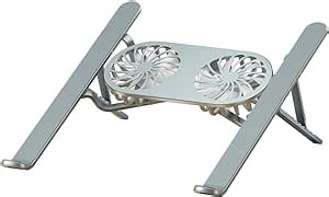 Mayten Laptop Stand with Cooling Fans, Aluminum Foldable and Portable Notebook Ventilated Cooling Stand Holder for Desk, Laptop Cooler with Low-Noise Fans Support Up to 17.3" Notebook Computer -Grey