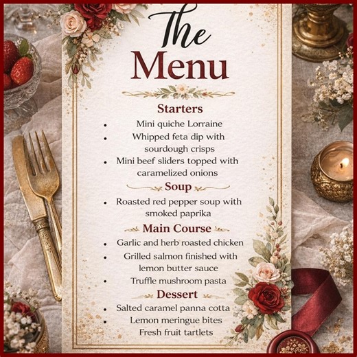 Wedding Menu Template Editable in Canva, Elegant Floral Menu Card, Printable Reception Dinner Menu - Etsy