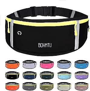 Running Belt Waist Fanny Pack: Slim Phone Holder Workout Pouch for Walking JoggingBlack