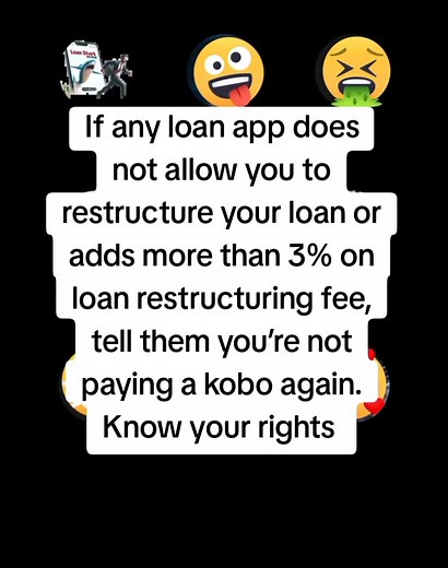 If any loan app does not allow you to restructure your loan or adds more than 3% on loan restructuring, tell them you’re not paying a kobo again. #fypシ #loanapp #loans #Fyp #loanapps #viralpost #stoppayingloanapps #loansharkreview #viralvídeo | Loansharkreview