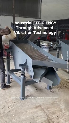 Karmactive on Instagram: "A vibrating screen test machine demonstrates industrial material separation in action. These specialized devices use controlled vibrations to sort and classify materials by size, commonly applied in mining, construction, and aggregate processing operations. The equipment features adjustable springs and a multi-deck screening system that efficiently separates particles through mechanical oscillation. Industrial screening technology plays a crucial role in quality control