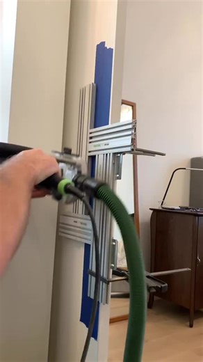 Emtek flush pull Routering in a finished, lived in house is easy with Festool. Quick and easy with their (hard to find) routering jig. #festool #router #hardware #diy #howto #construction #design #interiordesign #modern #contemporary