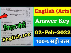 English 100 Marks Answer Key Arts | 12th English 100 marks answer key 2022 | Education Baba