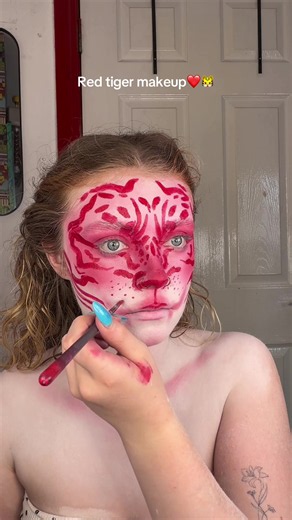 Red Tiger Makeup Tutorial: Creative Tiger Face Paint Look