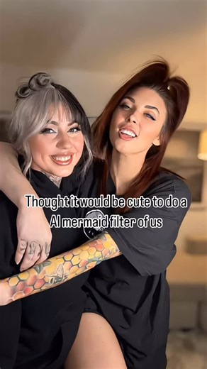 Linds on Instagram: "Mermaid filter gone wrong. WHERE DID MY HAND GO!? And...omg what happened to @livewireliv . . . . #mermaidfilter #mermaidai #aigonewrong #trending #funny #humor #fyp #trending"