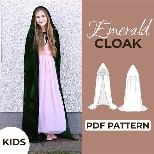 Medieval Hooded Cape Sewing Pattern for Kids | Cloak Costume | Beginner Pattern   Easy Illustrated Tutorial | 2T - 14 | A0, A4 & Us-letter - Etsy