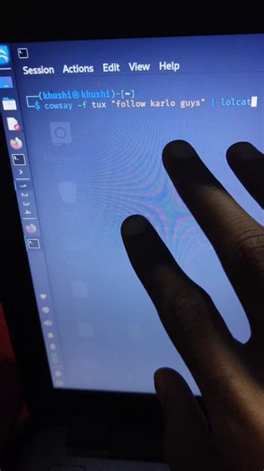 Khushi Raj on Instagram: "Kali linux funny and cool command 😆😅 Note :- only for educational purposes #linux #command #kali #kalilinux #command"