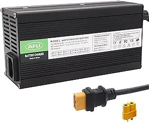 54.6V 10A Charger 13S 48V Li-ion Battery Smart Charger for Lipo/LiMn2O4/LiCoO2 Battery Charger Black Aluminum Case Safe and Durable (XT60 Male Plug)