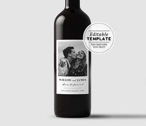 Wine Labels, Photo Wine Label Template, Minimalist Wedding Favor, Custom Wine Label, Personalized Gift, Wine Gift Label #001 Mr White - Etsy UK