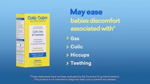 Colic Calm Infant Gripe Water for Colic, Helps Fussiness, Upset Stomach, and Baby Gas Relief, 2 fl oz (Pack of 1)