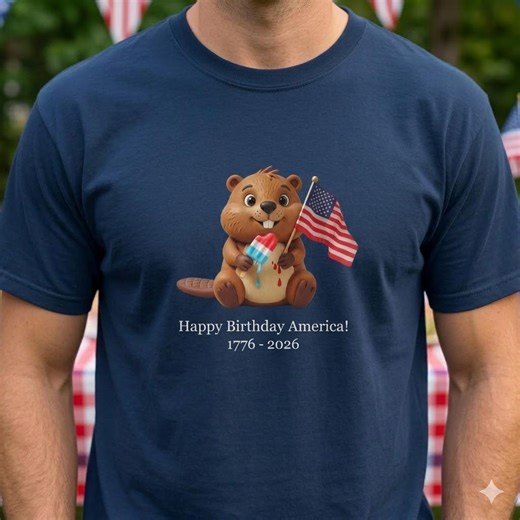 Patriotic American Beaver Flag T-shirt | Happy 250th Birthday America, July 4th - Etsy