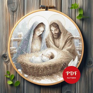 Nativity Scene Cross Stitch Pattern, Virgin Mary and Baby Jesus Embroidery Design, Christian Needlepoint Chart,easy Cross Stitch PDF Pattern - Etsy