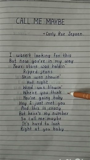 Call Me Maybe - Carly Rae Jepsen #trending #lyrics #handwriting #handwrite