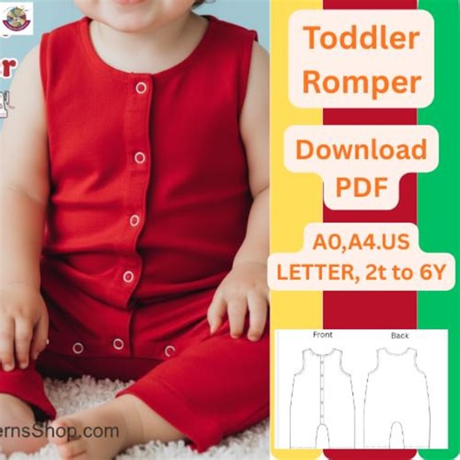 Toddler Romper Sewing Pattern PDF (2T–6Y) – Baby Jumpsuit Pattern, Easy Playsuit, A0 A4 US Letter, Step-by-step Instructions - Etsy