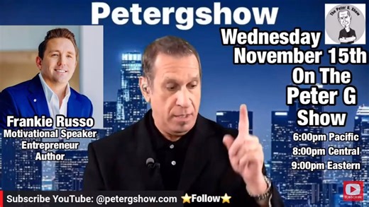Join Me As I Talk To Author, Mentor, Motivational Speaker, And Entrepreneur Frankie Russo. I’m really looking forward to hearing his story on how he got to where he is, and what makes him tick. Welcome to Life With Peter G, The Peter G Show where we explore the many facets of life through the lens of host Peter G’s unique perspective. From business to relationships, personal growth to pop culture, Peter G takes us on a journey of discovery and self-reflection with each episode. With a combinatio