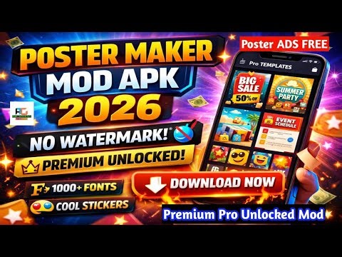 Poster Maker MOD APK Download 2026 🔥 No Watermark | Premium Features Unlocked Ads FREE Templates Pro