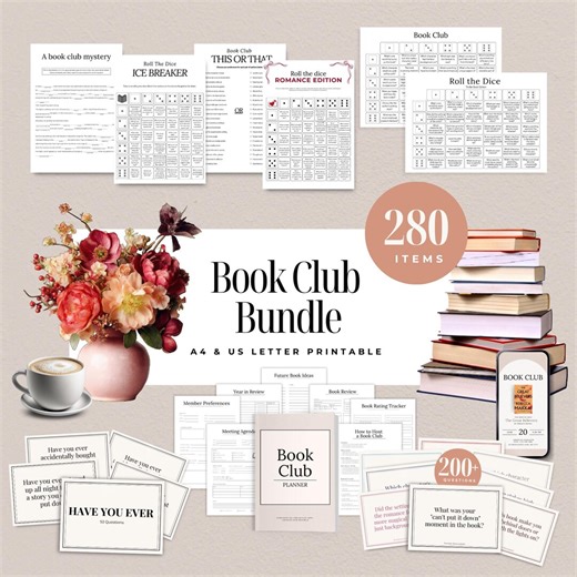 Book Club Bundle Printable | Book Club Discussion Cards, Games & Planner Pages | Book Club Kit for Any Genre | Digital Download - Etsy
