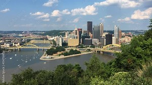 4K UltraHD A View Pittsburgh skyline between two rivers