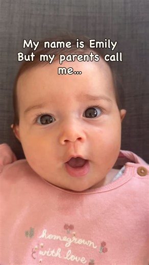 Baby Emily | Growth, milestones, sensory play & soft moments on Instagram: "I carefully chose the name Emily… Just to never use it😂😂 Anyone else calling their baby 100 nicknames a day? #babynicknames #momlife #newmomlife #babygirl #funnybaby #parenthood #momsoftiktok #reallifemom #babycontent #viralbaby #relatablemom"