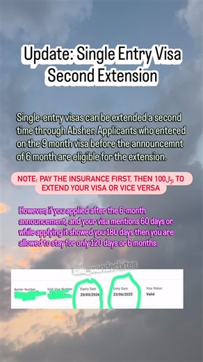 Ksa Updates, Eats & Travel | Jeddah Dammam Khobar Jubail | Saudi Single Entry Visa Extension 2025 🇸🇦 | Absher Second Extension | Stay Rule . Follow @ksa_wanderbites for more . #ksa #visitvisa... | Instagram