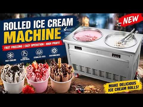Mango Blueberry Chocolate Ice Cream Roll Maker Fried Ice Cream Machine for Cafe and Food Truck