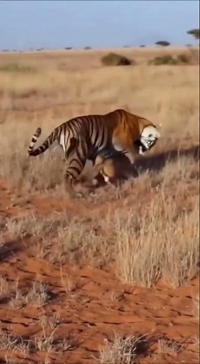 Tiger Attacks Dhole 🐅💥 Hunt in the Deep Jungle! #Wildlife #AnimalBattle #Predators #4K