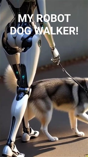 🤖 12-Sec Future: Bio-Robot Belle & Husky's Park Stroll! (AI Taking Over Chores, Beautifully)
