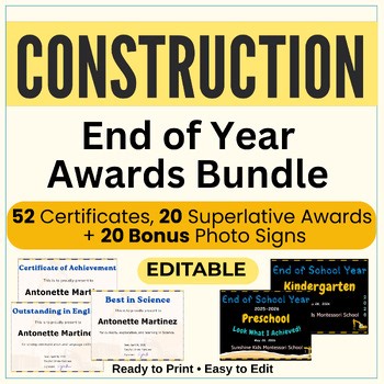 Construction End of Year Awards Bundle | 52 Certificates, 20 Awards   Photo Sign
