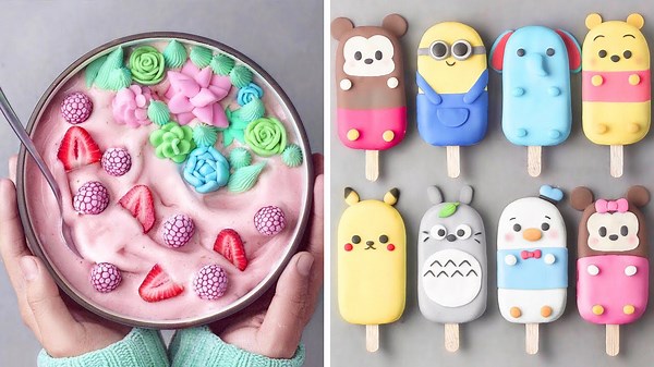 Cute Smoothie Bowl & Character Popsicles 🍓🍭 | Kawaii Dessert Tutorial
