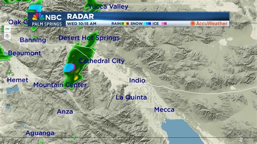 NBC Palm Springs Radar NOW! We are tracking a low pressure system which which is currently dropping heavy amounts of rain over areas of the Inland Empire to the Coast. As this system moves to the East, significant rainfall will move over the Coachella Valley this afternoon into the evening hours. A Flood Watch remains posted though tonight for a large area of Southern California and includes the Coachella Valley. Mountain rain runoff will be a concern later today. @JerrySteffen @NBCPalmSprings |