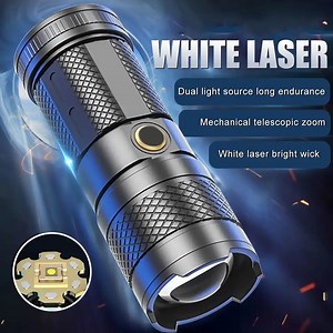 [Hot Item] Adventure Survival White Laser Torch Long-Shot Large Range Flash Zoom Flashlight USB