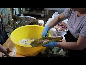 鹹肉糉 包糉子 Sticky Rice Bamboo Leave Warp 端午節 Duanwu Dragon Boat Festival 龍舟競渡 Rice Dumpling 包粽 八手包糉子