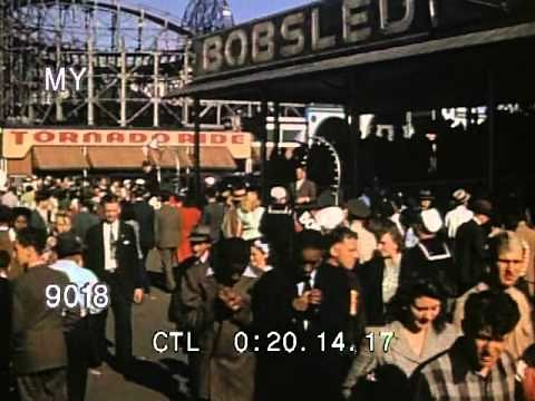 1950s Coney Island Amusement Park - Parachute Jump and Other Rides
