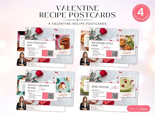 Real Estate Valentine Recipe Postcards 2026 | Realtor Marketing (canva Editable) - Etsy